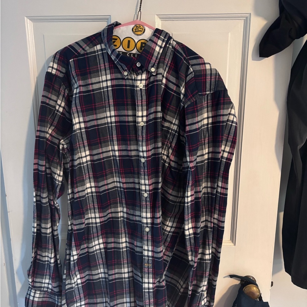 Barbour Blue and Red Flannel Button Down Shirt